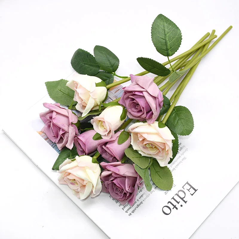 9 kom./compl. 4 cm 7 cm Svileni Buket od Ruža, Pravi Umjetno Cvijeće na Dodir za Vjenčanje Dekoracije, Vjenčanja Oprema za Kuću i Vrt