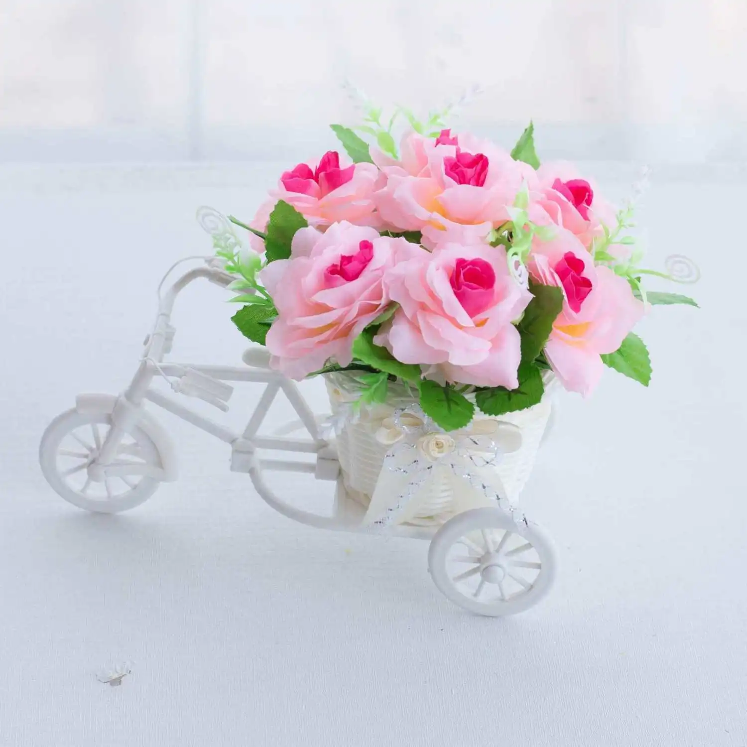Umjetni cvijet bicikl košarica za cvijeće lažni azaleja ruže bicikl košarica za cvijeće пасторальный Kuća Dnevni boravak Ukras Cvijeće