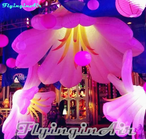 2 m Personalizirane LED Napuhavanje Viseće Ružičasto Cvijeće, će pućiti Za Klupske Zabave i Dekoracije Концертной Scene