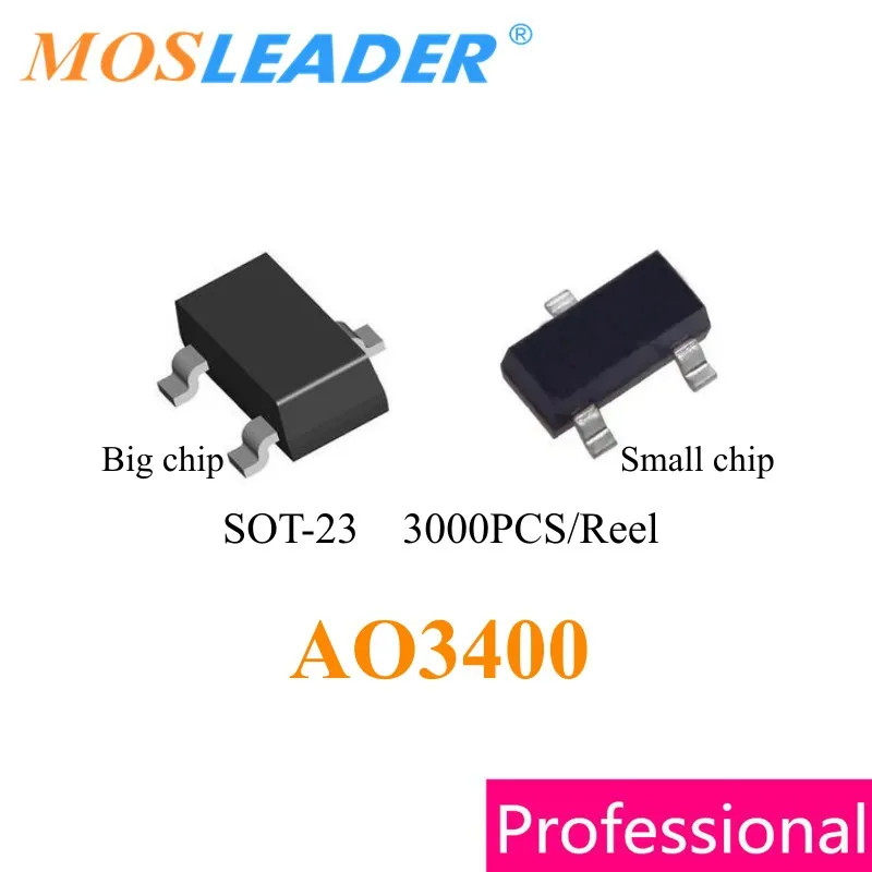 Mosleader AO3400 SOT23 3000 kom AO3400A 30 5.8 A N-Kanalni Made in China High-end Mosfet