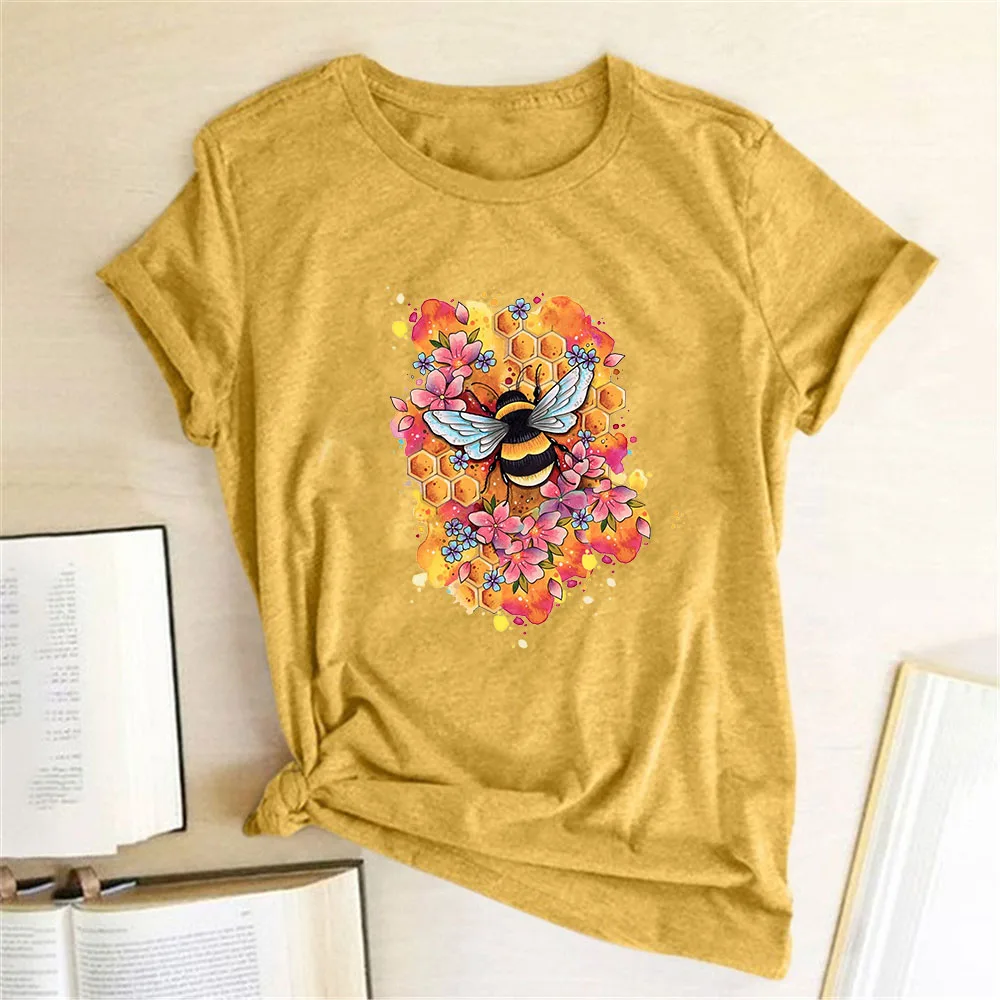 Ženska Odjeća Camisetas De Mujer Grafički t-Shirt Femme sa po cijeloj površini Pčelinjeg Košnice, Zabavna Ženska majica Kratkih rukava i Okruglog Izreza, Ljetna košulja za 90-ih