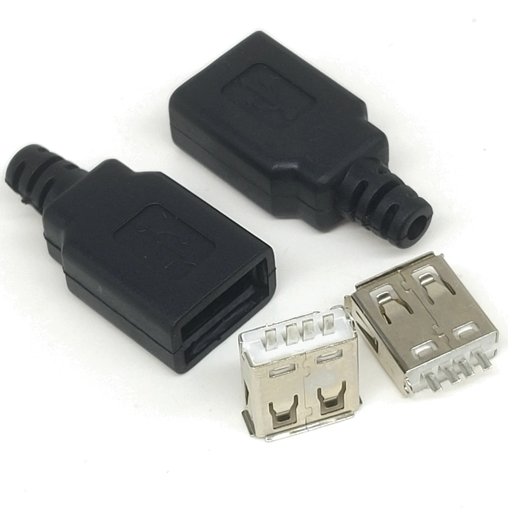 10 Komada Tip A Muški na USB 4-Pinski Utikač Ženski Priključak S crnim Plastičnim poklopcem Tip-JEDAN DIY setovi